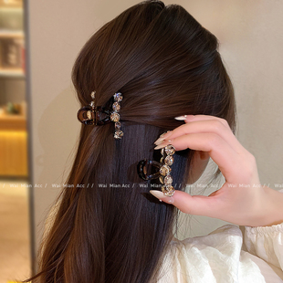高级感轻奢粉色水钻抓夹头饰女网红百搭后脑勺半扎夹子新款侧边夹