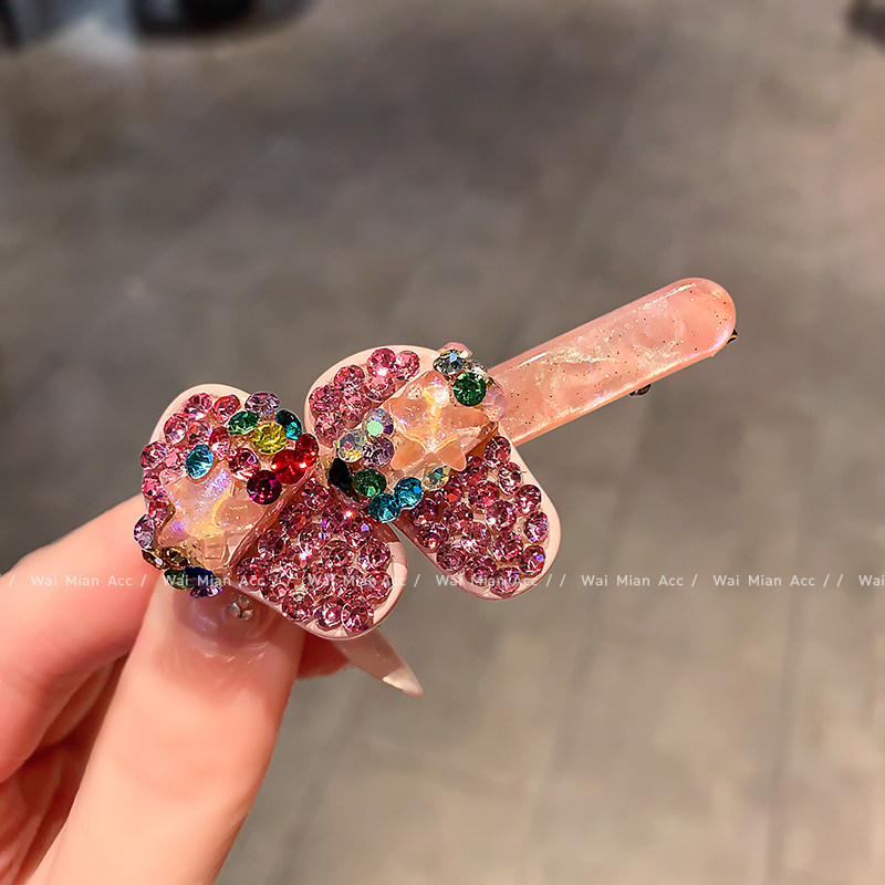 少女心彩钻粉色发夹头饰