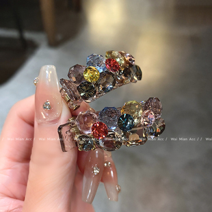 彩钻小发夹女高级感水晶侧边夹防滑透明后脑勺小抓夹新款刘海夹