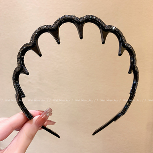 2025新款带齿细发箍女轻奢高颅顶头箍洗脸发卡女士外出压发头饰品