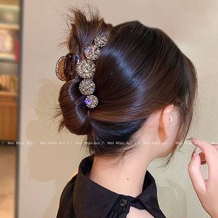 精致满钻抓夹头饰女高端网红后脑勺鲨鱼夹新款轻奢发量少全盘发夹
