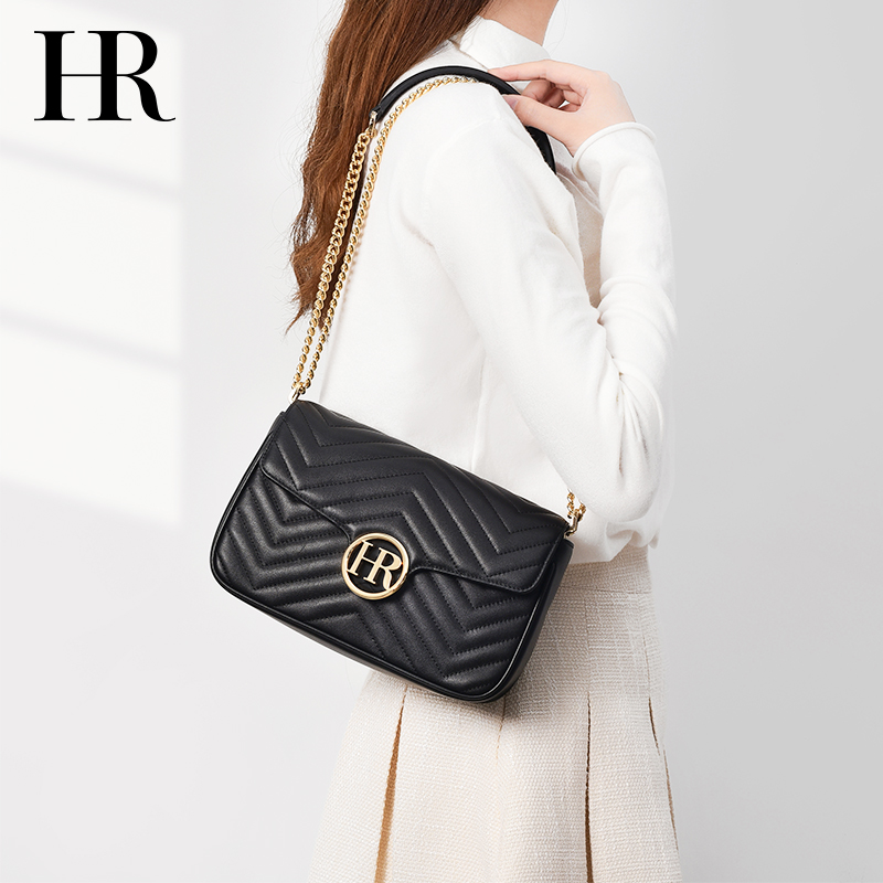 HR赫莲娜百搭斜纹菱格链条包