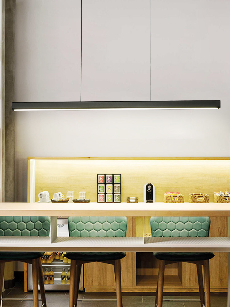 北欧吊灯餐厅灯长条长餐桌吧台LED现代简约极简办公目木餐厅灯具