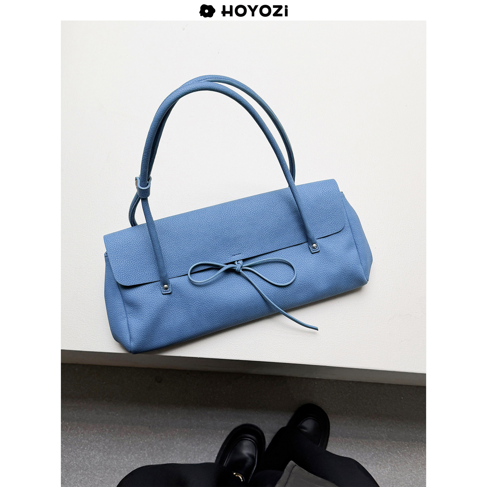 HOYOZI 新品2026 蓝调 蝴蝶结腋下托特包女通勤包【小优家包包】