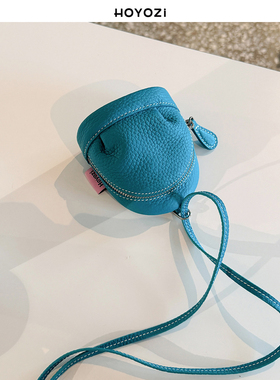 【小优家包包】HOYOZI原创 头层牛皮书包挂件耳机包钥匙挂脖小包