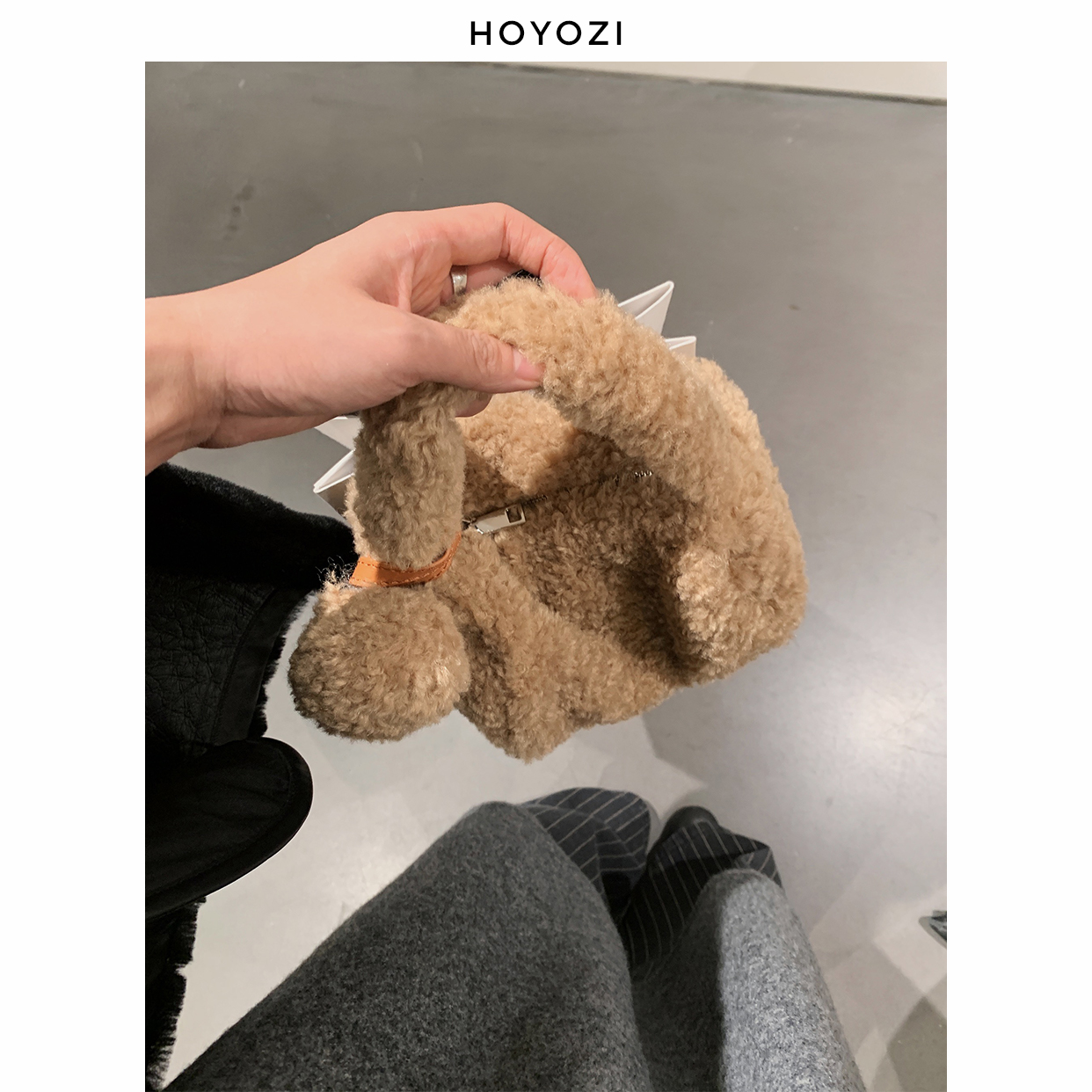 【小优家包包】HOYOZI毛毛手拎包链条包包秋冬手提包毛绒小包包