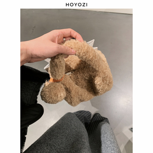 HOYOZI毛毛手拎包链条包包秋冬手提包毛绒小包包 小优家包包