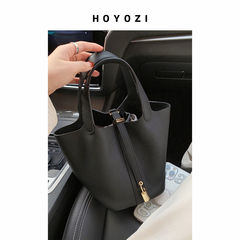 túi da cầm tay Túi của Xiaoyou cao -Giỏ rau đen cao túi xách tay nữ hàng hiệu túi xách đan tay