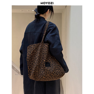单肩通勤大容量 HOYOZI秋冬豹纹帆布托特包包女款 小优家包包
