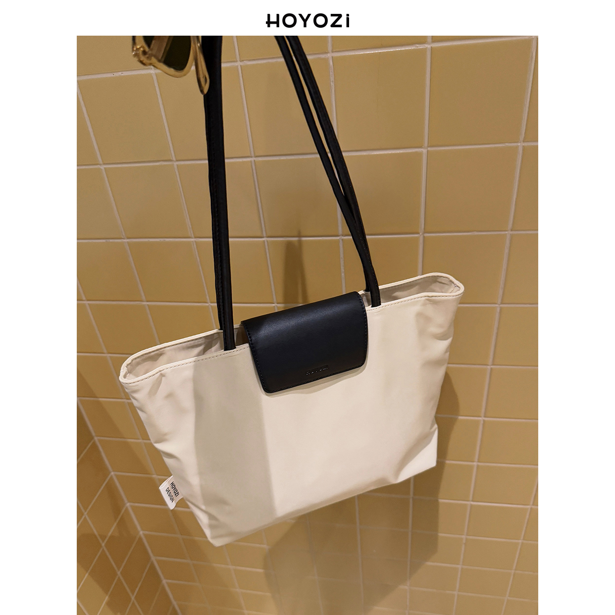 【小优家包包】HOYOZI真皮拼尼龙单肩帆布托特包包轻奢小众高级感