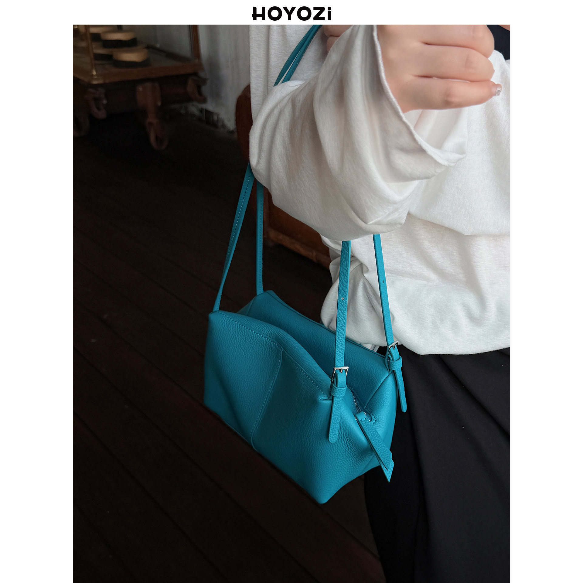 HOYOZI 2026新品 头层牛皮腋下单肩斜挎帆船小包包【小优家包包】图片