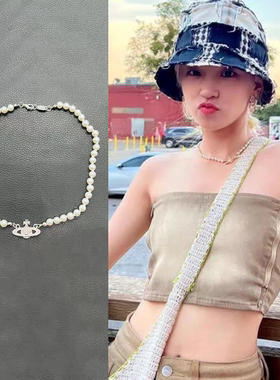 宋雨琦同款星球吊坠珍珠项链男女高级设计感小众个性锁骨颈链配饰