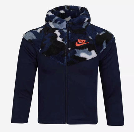 NIKE耐克童装专柜正品秋冬大男童加绒保暖针织夹克外套CU8942-410