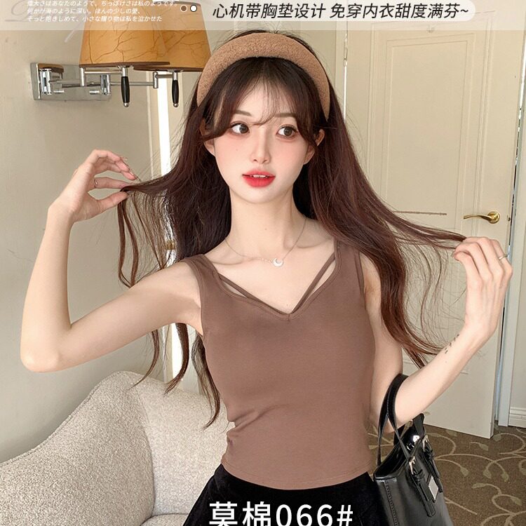 新款吊带背心内衣女一体式带胸垫内搭美背抹胸夏季薄款防走光文胸