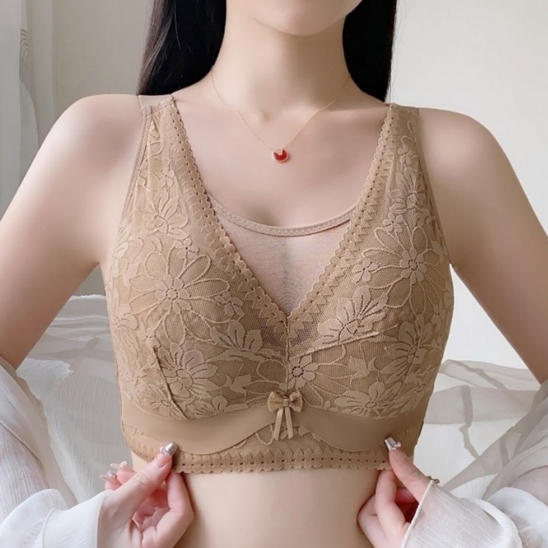 超薄款胸罩无钢圈女大胸显小全罩杯透气文胸防走光收副乳聚拢