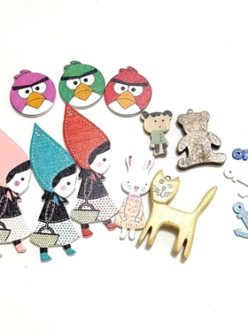 实木吊坠彩色卡通木质挂饰吊坠