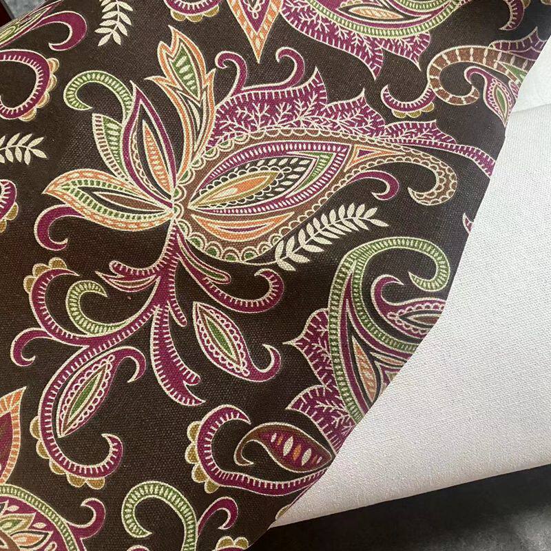 沙发面料桌布靠垫面料外贸满印艺术图案纯棉帆布凤尾花环保帆布