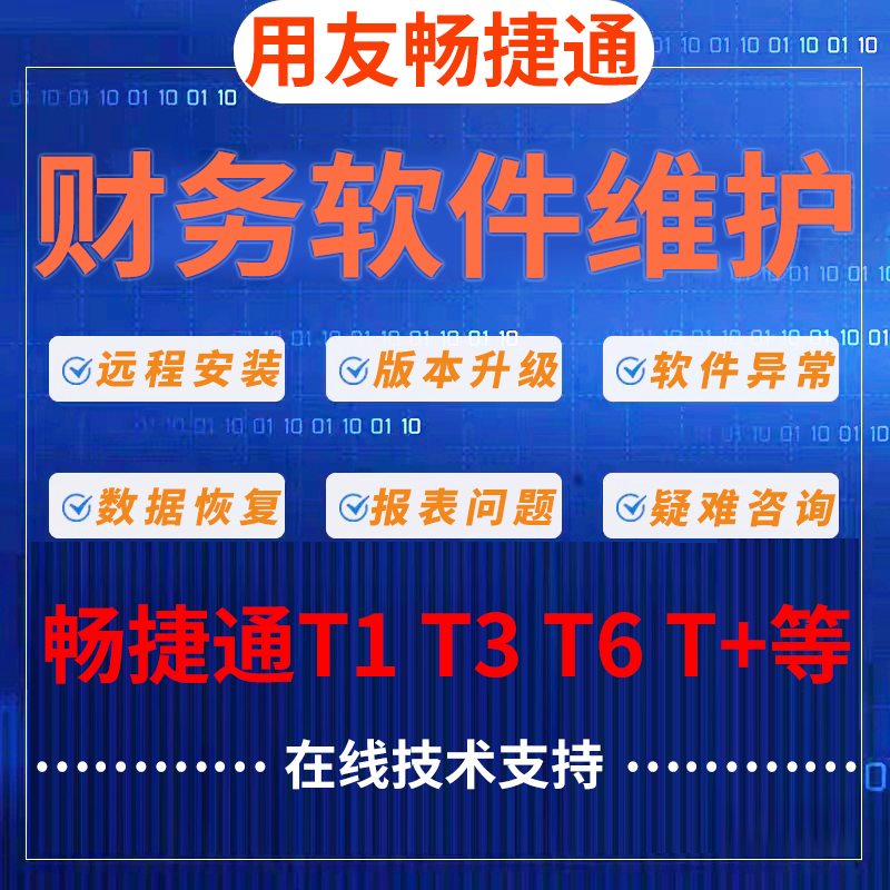 用友畅捷通T3T6T+财务软件售后技术支持年结服务远程维护报表不平