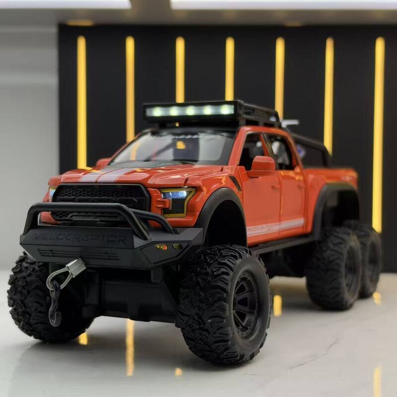 新豪迪合金车模1:24猛禽F150露营版越野车儿童声光玩具车模型男孩