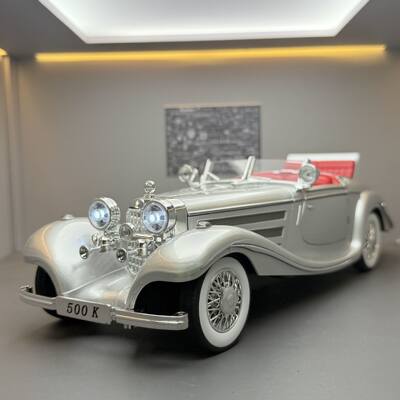 车致合金1:18大奔500k敞篷老爷车声光回力儿童玩具车模型摆件男孩