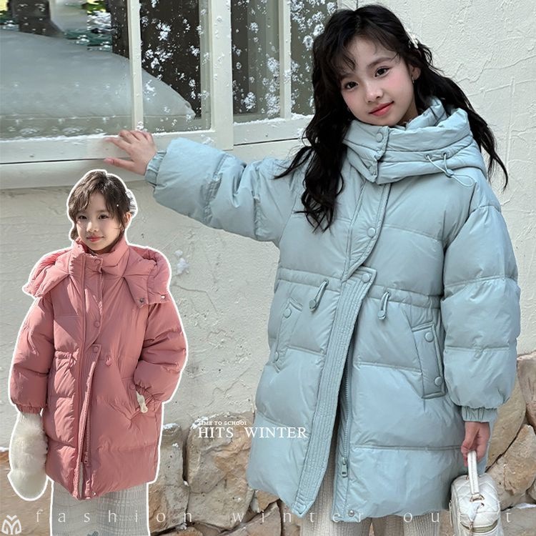 女童加厚羽绒服2025冬新款大童韩版洋气时髦保暖白鸭绒防寒服外套