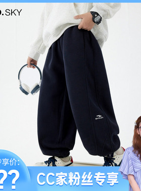 CC家cc儿童冬装黑色裤子男孩长裤男童秋冬加绒运动裤BE4KZ6095
