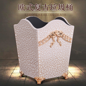 新款垃圾桶家用时尚创意厨房卫生间木欧式高档复古收纳桶长筒形无