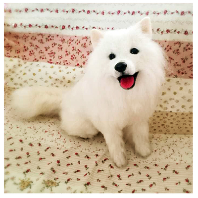 diy仿真萨摩耶全身羊毛毡戳戳乐