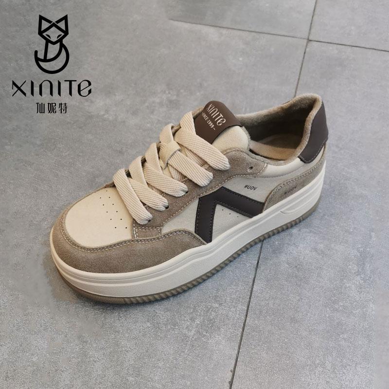 仙妮特专柜正品真皮保暖运动鞋