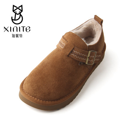 仙妮特女鞋2025新款加绒保暖勃肯鞋一脚蹬雪地靴防滑棉鞋X564723F