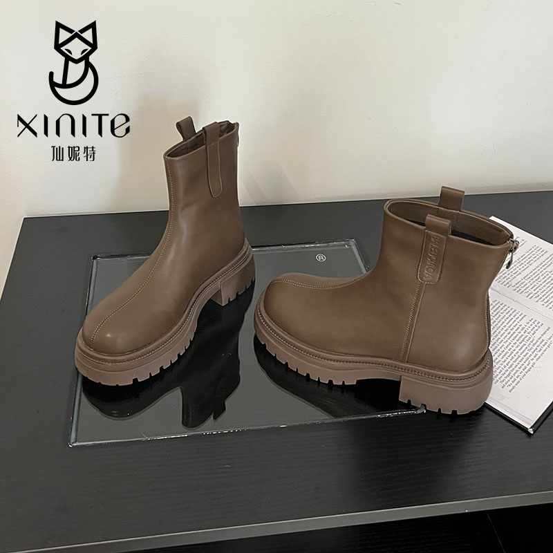仙妮特马丁靴保暖加绒短靴