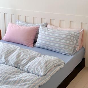 复古泡泡纱纯棉水洗棉床品珍妮日记粉蓝色水洗棉ins风四件套多件