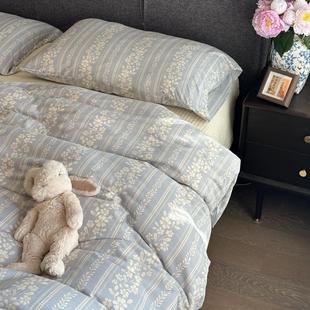 蓝茉莉复古全棉针织棉床单被套碎花变奏曲亲肤裸睡纯棉四件套床品