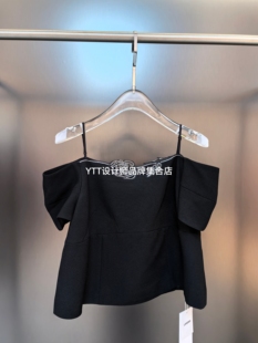 顺丰 LAMERRY朗美睿2026夏季 新款 黑色一字肩花朵烫钻设计上衣 包邮