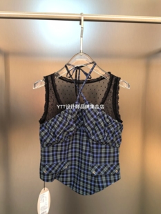 格子拼接吊带背心女修身 顺丰 上衣 新款 uhot诱货2026夏季 包邮 UHOT