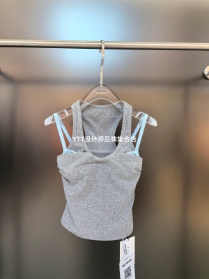 顺丰包邮 UTUH｜2026春夏新款假两件撞色吊带背心修身显瘦上衣