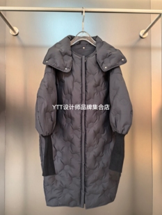 EOEZ鹅绒服2025冬季新款EZY7121 黑色宽松休闲百搭长款羽绒鹅绒服