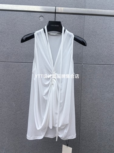 顺丰包邮 UNCODED/2026夏季新款白色无袖背心女宽松休闲上衣
