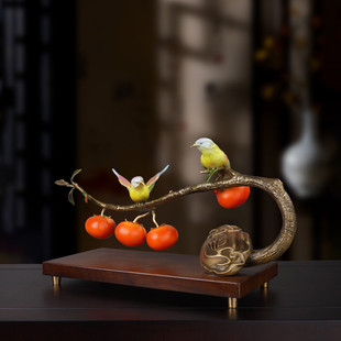 喜事连连黄铜摆件乔迁新婚家居装饰品商务开业礼品玄关电视柜摆设