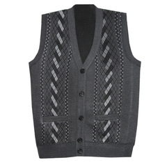 Trung và cũ tuổi của nam giới mùa xuân và mùa thu mỏng vest cha áo len vest vest len ​​vest đan cardigan kích thước lớn