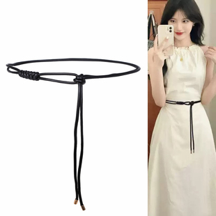 腰绳潮 毛衣黑色百搭新款 软皮绳腰带女士高级感配饰夏季 配裙子衬衫