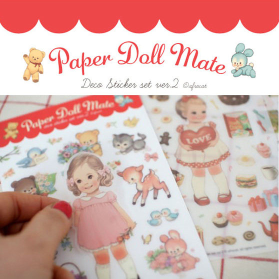 韩国换装女孩相册日记 PVC透明装饰贴纸 6张入相册日记装饰贴