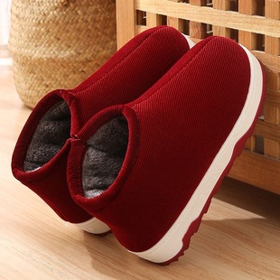 加绒加厚手工棉鞋女冬季保暖老人居家室内防滑鸡婆鞋棉拖鞋男包跟