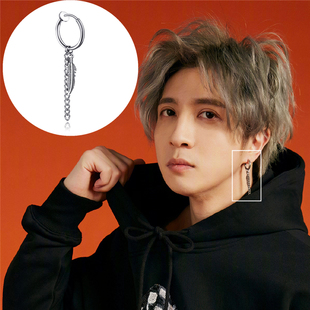 薛之谦同款耳环链条叶子羽毛无耳洞耳钉日韩潮流大款时尚流苏耳夹