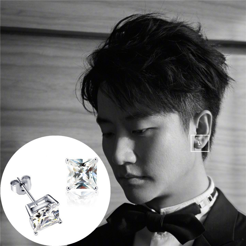创业时代公主风方形耳钉黄轩同款