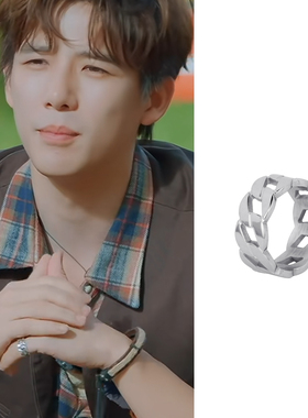 安宇同款宽链条尾戒银色戒指