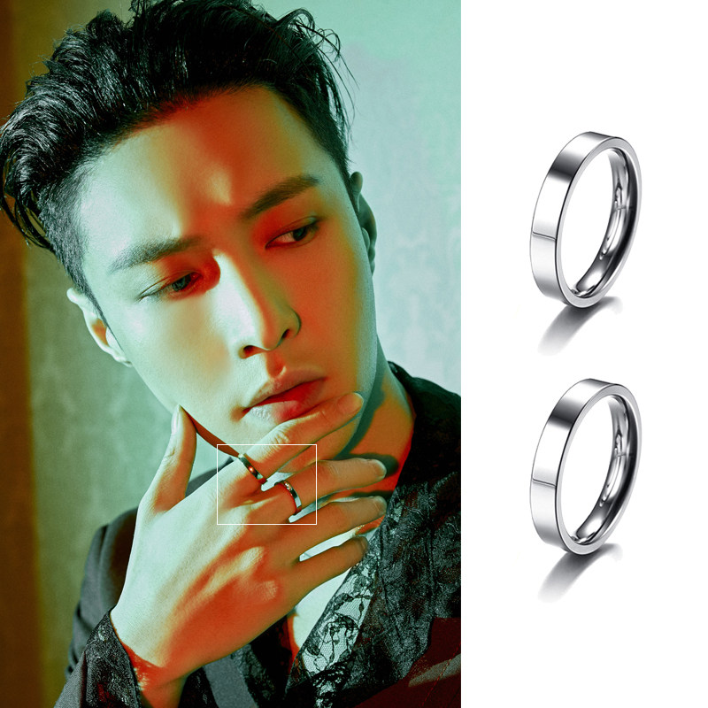 张艺兴同款戒指银色3mm细个性ins风时尚气质简约情侣对戒素圈日韩