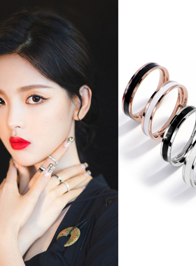 轻奢黑白日韩风尾戒杨超越同款