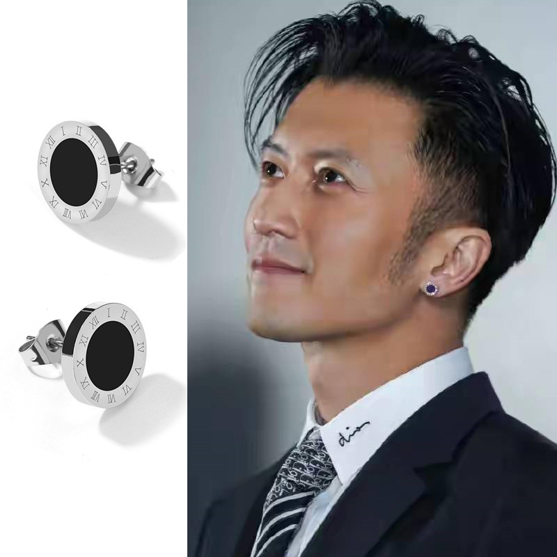 钛钢日韩谢霆锋同款耳钉轻奢高级