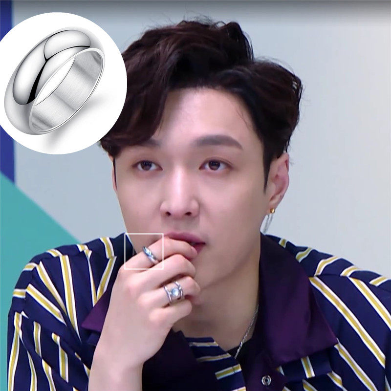 这就是张艺兴同款戒指银色光面弧形个性简约情侣戒街舞嘻哈风男女